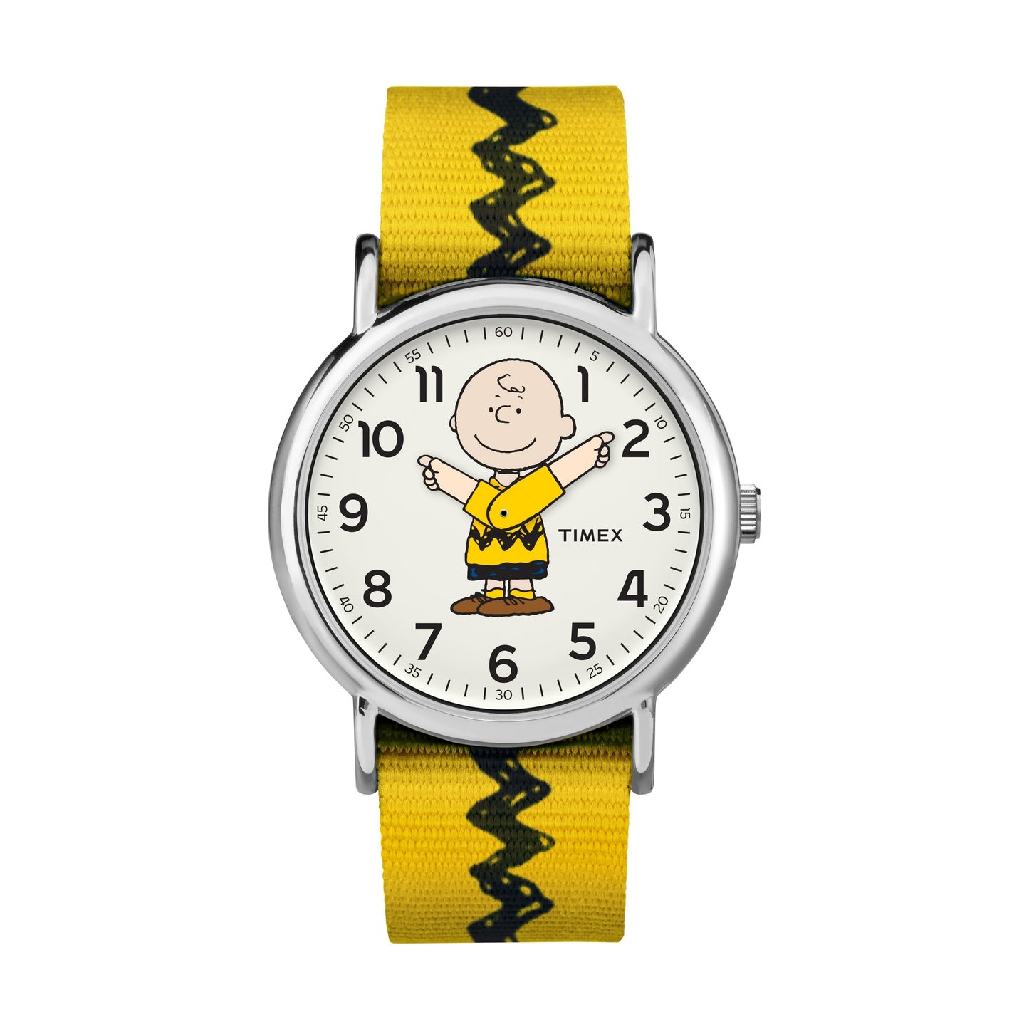 Timex Unisex TW2R41100 Weekender x Peanuts: Charlie Brown Nylon Slip-Thru Strap Watch