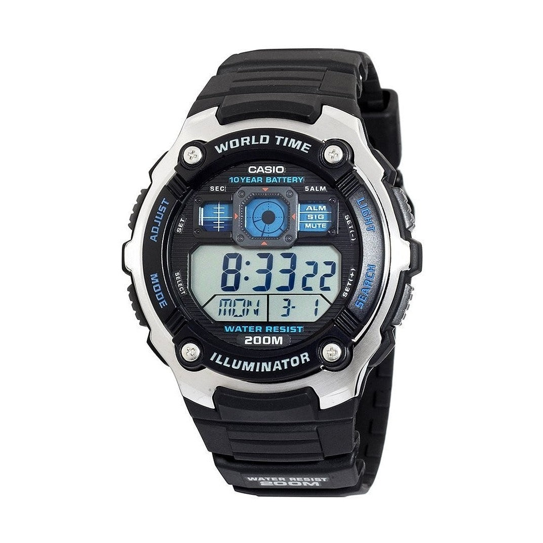 Casio AE-2000W-1AVCF Men's AE2000W-1AV Silver-Tone and Black Multi-Functional Digital Sport Watch