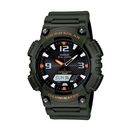 Casio Men's AQS810W-3AVCF Solar Watch with Green Band