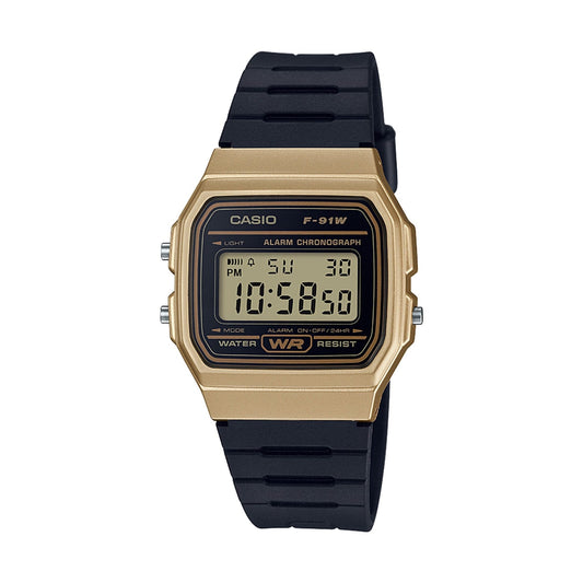 Casio Men's 'Classic' Quartz Metal and Resin Casual Watch, Color:Black (Model: F-91WM-9ACF)