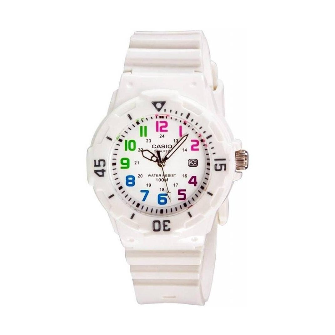 Casio Women's LRW200H-7BVCF White Resin Ranbow Dial Watch