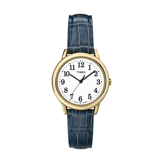 Timex Women's T2N954 Elevated Classics Gold-Tone Watch with Blue Leather Strap