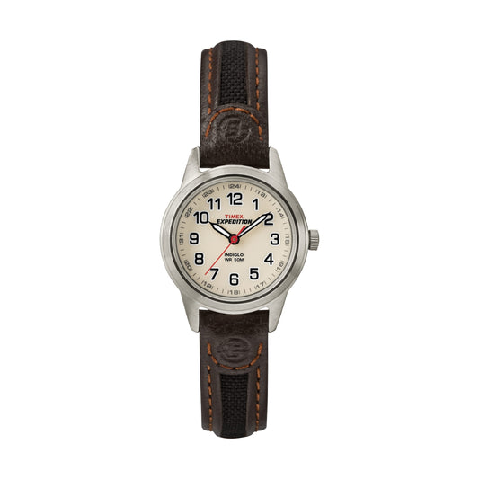 Timex Women's T41181 Expedition Metal Field Mini Black/Brown Nylon/Leather Strap Watch