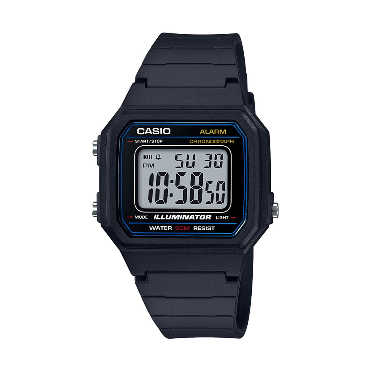 Casio Men's 'Classic' Quartz Resin Casual Watch, Color Black (Model: W-217H-1AVCF)