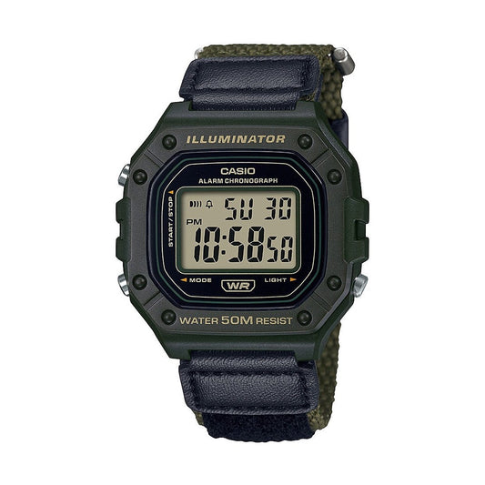 Casio Men's Classic Digital Quartz Green Resin/Nylon Watch W218HB-3AV